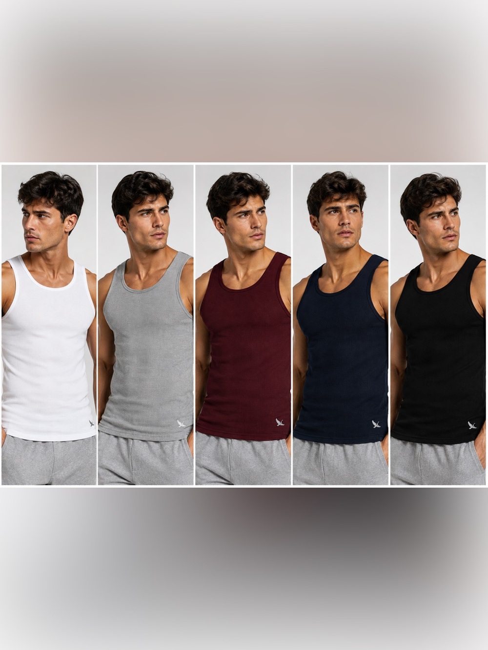 Eddie Bauer Men's Nomad 5 Pack Ribbed Tank Undershirts Cotton Blend Medium Multi - Picture 2 of 16